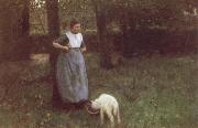 Anton mauve Laren Woman with Goat oil painting artist